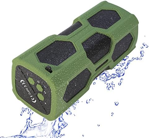 CHOI X Portable Sport Bluetooth Speaker Outdoor Waterproof Wireless 10W Stereo Bass Sound Speaker with 12 Hours Playtime Built-in Mic 4000mAh Battery Power Bank for Pool Party Camping Bicycle -Green