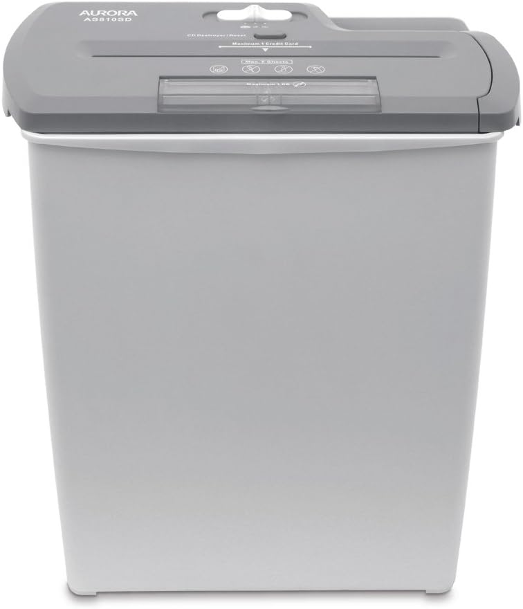 Aurora AS810SD 8-Sheet Strip-Cut Paper, CD and Credit Card Shredder Basket: Office Products