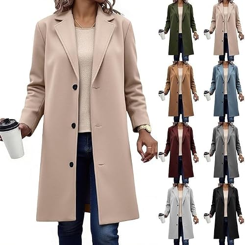 black waistcoat women,Winter Jackets for Women UK Single Breasted Wool Blend Ladies Coats Lapel Collar Button Down Windbreaker Mid-Length Overcoat Warm Outerwear,Ladies Hoodies With Zip,Light Pink XL