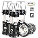 Solar Powered Lantern, 4 Packs Rechargeable Camping Lantern Flashlight Led Collapsible, Bright Lights for Emergency, Hurricane, Power Outage(Black) (Black 4 Pack)