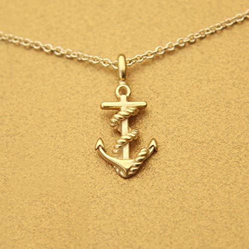 Clavicle Necklace with Blessing Gift Card, Small Dainty Gold Anchor with Rope Pendant Chain, Classy Costume Choker Jewelry Favors - Thumbnail 3
