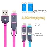 Apple Lightning Cable, Smilism [2 Pack] 3.3ft Lightning & Micro USB Charging Cord for Iphone 6 6 Plus 5 5s 5c, Ipad Air, Sumsung, HTC, Motorola, Nokia and Other Android Phones Tablet (Rose/Blue)