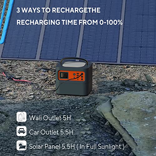 TIG FOX Portable Power Station 300W, 325Wh Outdoor Solar Generator, Backup Battery Pack Power with 110V AC Outlet/1 DC/1 Type-C/3 USB Ports, Supply for Camping Fishing RV CPAP Home Use Off-Grid