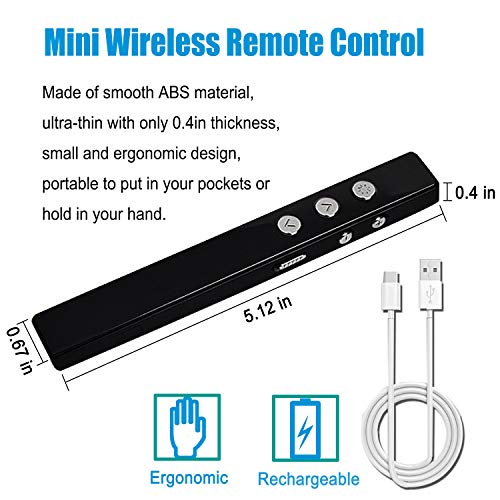 Wireless Presenter Rechargeable,Promi Presentation Remote with Red Light, Volume Control - 2.4GHz PowerPoint Clicker for Classroom, Lecture Hall, Conference Room, Exhibition Hall, etc.(Black)
