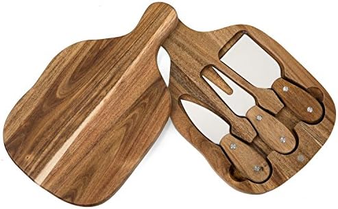 Cheese Board &amp; Knife Tool Set, Acacia Wood [11" x 7"]