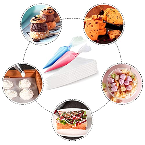 Thickened-Piping bags-Disposable Pastry bag-100pcs icing piping bags&6Pieces Pastry Bag Ties, Cake Cupcake Decorating Bags for Icing and Frosting (12 Inch)