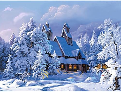 HotAmz DIY Oil Painting Set For Kids Adults -Snow House Landscape, Painting Canvas By Number Kit Coloring Home Ornament Wall Art Decor,15.7x19.6inich