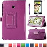 AiSMei Folio Folding Stand Case For Asus MeMo Pad 7 ME70CX ME170CX-A1-BK 7-Inch ASUS ZenUI ME70CX Tablet Case + Stylus + Film - Purple