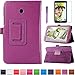 AiSMei Folio Folding Stand Case For Asus MeMo Pad 7 ME70CX ME170CX-A1-BK 7-Inch ASUS ZenUI ME70CX Tablet Case + Stylus + Film - Purple