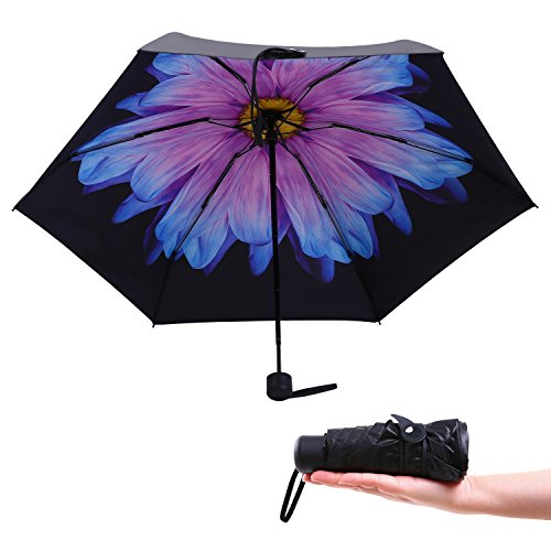 MuNiSa Mini Travel Sun Rain Umbrella Compact Parasol Lightweight Portable Outdoor Golf Umbrella with 95% UV Protection