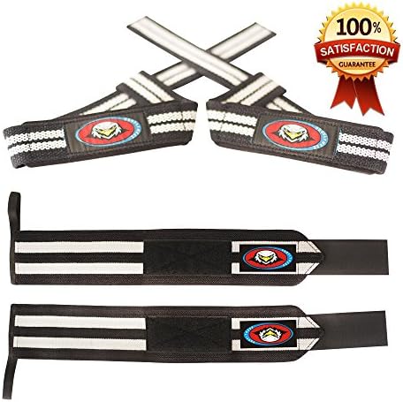 Weightlifting Wrist Wraps + FREE Padded Lifting Straps. Reduce Injury With Adjustable Wrist Brace Supports ideal for Men & Women-Crossfit-Powerlifting-Home Gym Weight lifting Workouts. 1 Year Warranty