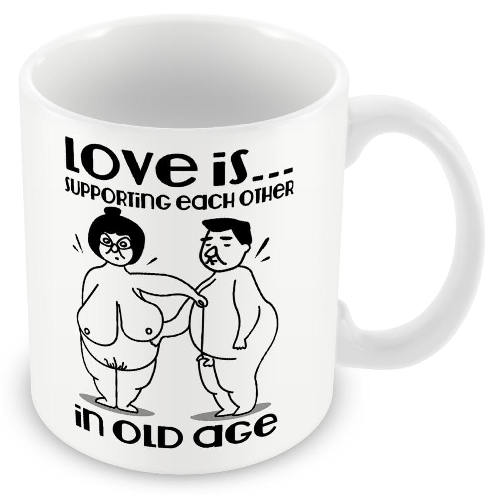 Mug Gift for Partners/Spouse/Couples - Love is. Supporting Each Other in Old Age.