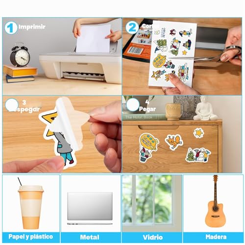 30 Sheets A4 Waterproof White Vinyl Sticker Paper for Ink and Laser Printers, 297 x 210 mm