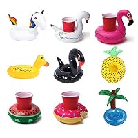 Viyor shop Inflatable Drink Holders,9 Pack Inflatable Cup Holder Unicorn Flamingo Swan Plam Duck Floating Pool Toys