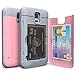Galaxy S5 Case, TORU [CX PRO] - [CARD SLOT] [ID Holder] [KICKSTAND] Protective Hidden Wallet Case with Mirror for Samsung Galaxy S5 - Pastel Pink