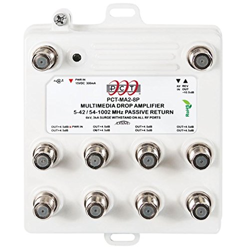 PCT-PCT-MA2-8PN-8-Port-Bi-Directional-Cable-TV-OTA-Satellite-HDTV-Amplifier-Splitter-Signal-Booster-with-Passive-Return-and-Coax-Cable