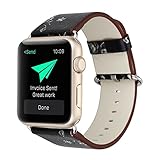 KOBWA For Apple Watch Band 38mm, Premium Leather Strap Wrist Band Replacement with Stainless Metal Clasp for Apple Watch Series 1 Series 2 38mm All Models