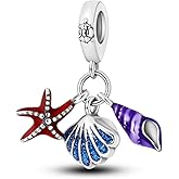 PANPOKI Sea Turtle 925 Sterling Silver Charms for Bracelets and Necklace Dangle Pendants Starfish Seashell Dolphin Shark Mermaid Bead Jewelry Present for Women Family Friends