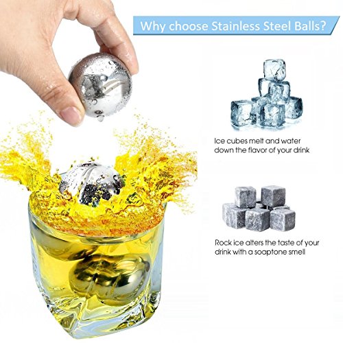 image for Unique Solution Reusable Stainless Steel Globe Ice Cubes -Set of 4 Big