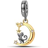 Parmuz 925 Sterling Silver Charms for Bracelets and Necklaces Gold Cross Butterfly Star Moon Cute Cat Dog Evil Eye Lucky Bracelet Beads Aesthetic Peandant for woman