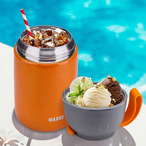 MAXSO 2 Pack Vacuum Insulated Food Jar Hot Food Containers for Lunch