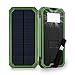 Solar Phone Charger Friengood 15000mAh Portable Solar Power Bank with Dual USB Ports, Waterproof Solar Battery Charger with 6 LED Flashlight Light for iPhone, iPad, Cellphone and More (Green)