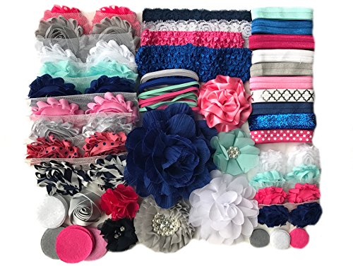 Bowtique Emilee Baby Shower Headband Kit DIY Headband Kit makes over 30 Headbands - Blue and Pink