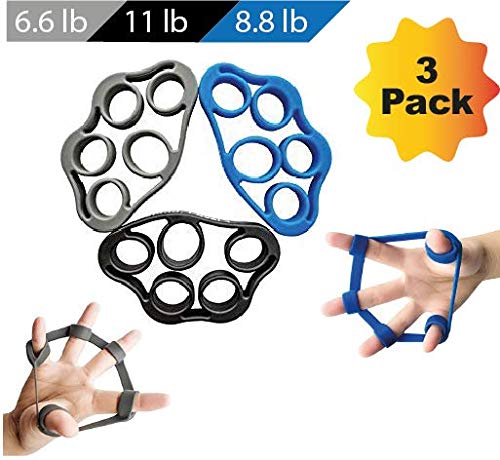 XMark Fitness 3xPACK Finger Stretcher Hand Resistance | Grip Strength Trainer Finger Exerciser Finger Stretcher Hand Resistance Bands Forearm Exerciser
