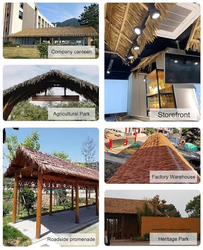 NIANTONG Straw Roof Thatch PE Roll of Thatch Palm Tree Fireproof Anti-aging for Outdoor Roof Pavilion Tiki Bar Decoration (0.5 x 10 m)