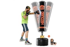 DRINCOSH Punching Bag with Stand Adult, 70" Boxing Bag with Gloves, Free Standing Heavy Bag with 12 Suction Cup Base for Adult, Standing Kickboxing Bag for Home Office Gym