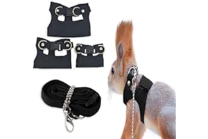 Quhoxdye 3Pcs Small Animal Harness and Leash Set -Vest Mesh Walking Training for Small Animal Pets Rat Squirrel Ferret Chinch