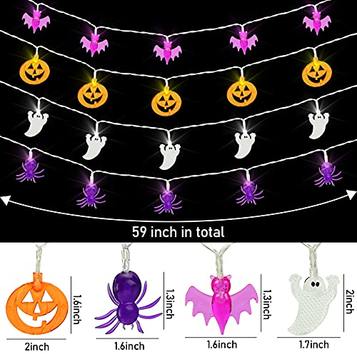 HiPatio Halloween Lights,Set of 4 Total 40 LED 19.6 FT Halloween Decoration Lights Battery Operated String Lights for Halloween Decorations Outdoor Indoor Home Yard Party