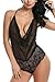 Sweetnight Women Sexy Lingerie Teddy One Piece Lace Chemise Babydoll V Neck Halter Bodysuit Sleepwear