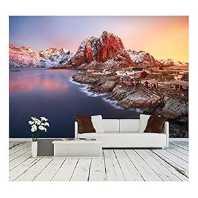 Sunrise Over Hamnoy, Lofoten Islands, Norway - Removable Wall Mural | Self-Adhesive Large Wallpaper - 66x96 inches