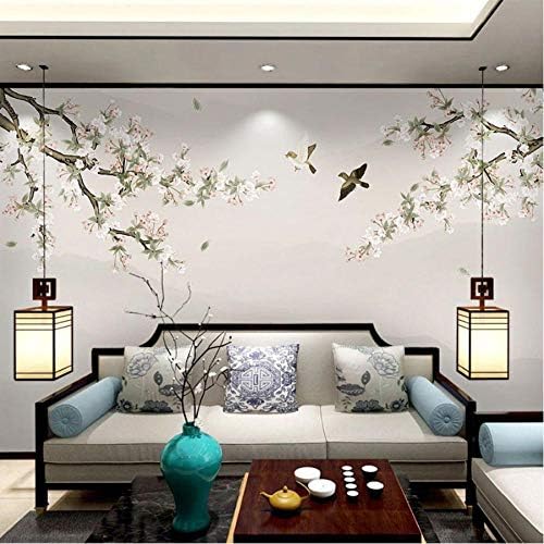 無料 カスタム壁画壁紙3d手描きの花と鳥フレスコ画のリビングルームの寝室の背景壁の装飾 450x300cm