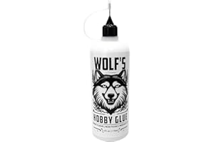 Wolf's Hobby Glue with Needle Tip 4oz - Dries Clear, Strong Hold Adhesive, Non-Toxic - Ideal for Arts and Crafts, Scrapbooking, Card Making, Dioramas, School Projects, Paper, Fabric, and Wood (4oz.)