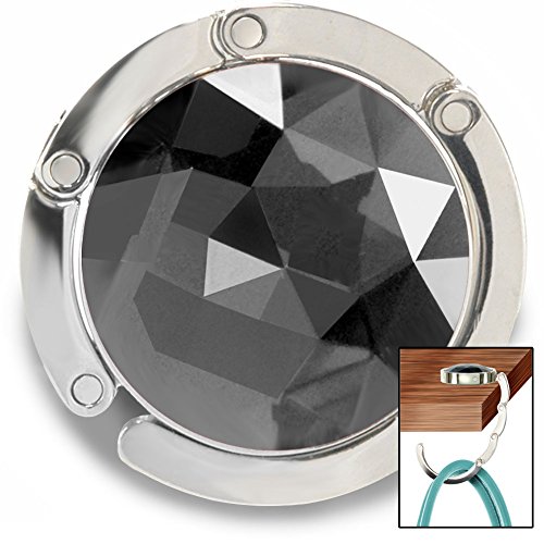Purse Hook - Gem Accented Hanger - Handbag Holder For Tables Desks and More - by Fashion Heaven (Black)