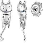 Cat Gifts Cat Earrings 925 Sterling Silver Cute Cat Earrings for Women Cat Jewelry for Women