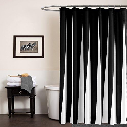 Shower Curtain Geometric Patterned Waterproof Water Repellent Antibacterial Durable Mold &amp; Mildew Resistant Non-Toxic Eco-friendly 70x79 inch Bathroom Decoration Black