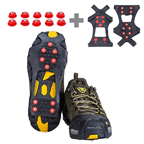 willceal Ice Cleats, Ice Grippers Traction Cleats Shoes and Boots Rubber Snow Shoe Spikes Crampons with 10 Steel Studs Cleats Prevent Outdoor Activities from Wrestling - Thumbnail 6