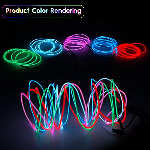 EL Wire, ESCOLITE EL Wire Kit Neon Lights Battery Pack Christmas Tree,Easter Halloween DIY Decoration,Home Deco 5 1-Meter, 1m / 3ft (2 Pack White) - Thumbnail 5