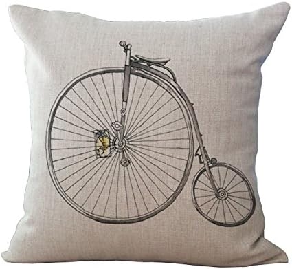 Miracle Dec Acrobatics Bicycle Linen&amp;Polyeser Square Throw Pillow Covers For Living Room Couch (18"x18", Grey&amp;Linen)
