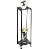 Dipion Extra Tall Plant Stand Indoor,40 Inch Plant Stands,2 Tier Metal Plant Stand with Heavy Duty Wood,Black