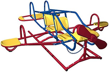 MyEasyShopping Ace Flyer Multi-color Airplane Outdoor Teeter-totter - Red Outdoor Airplane Teeter Totter Ace Flyer