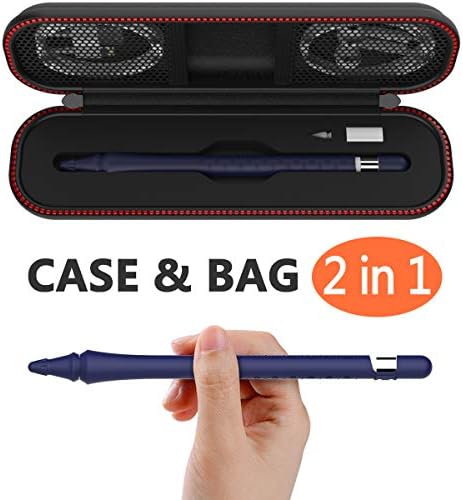 GOGOSODU Compatible Apple Pencil Case, Compatible Apple Pen Carrying Bag Holder Nib Cover Integrated Anti-Lost Cap Silicone Sleeve Compatible Apple Pen Accessories (Blue)