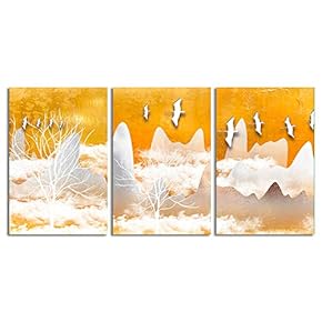 Canvas Wall Art Abstract Forests Painting Artwork for Home Prints Framed - 16"x24" x 3 Panels