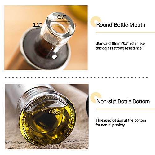 Oil and Vinegar Dispenser Set, Glass Olive Oil Vinegar Bottle Set with Stainless Steel Shell, 2-Pack 10.3 Oz[300ml] Oil & Vinegar Cruets with Drip-Free Pourers and Funnel for Easy Pouring - Thumbnail 2