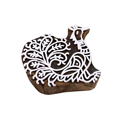 Hashcart Baren for Block Printing Stamps/Wooden Stamping Block/Handcarved Designer Craft Printing Pattern for Saree Border,Henna/Textile Printing,Scrapbooking,Pottery Crafts & Wall Painting,Set of 10