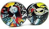 Jack & Sally Graffiti - Nightmare Before Christmas Ear Plugs - Acrylic Screw-On - 10 Sizes - Brand NewPair (00 Gauge (10mm))