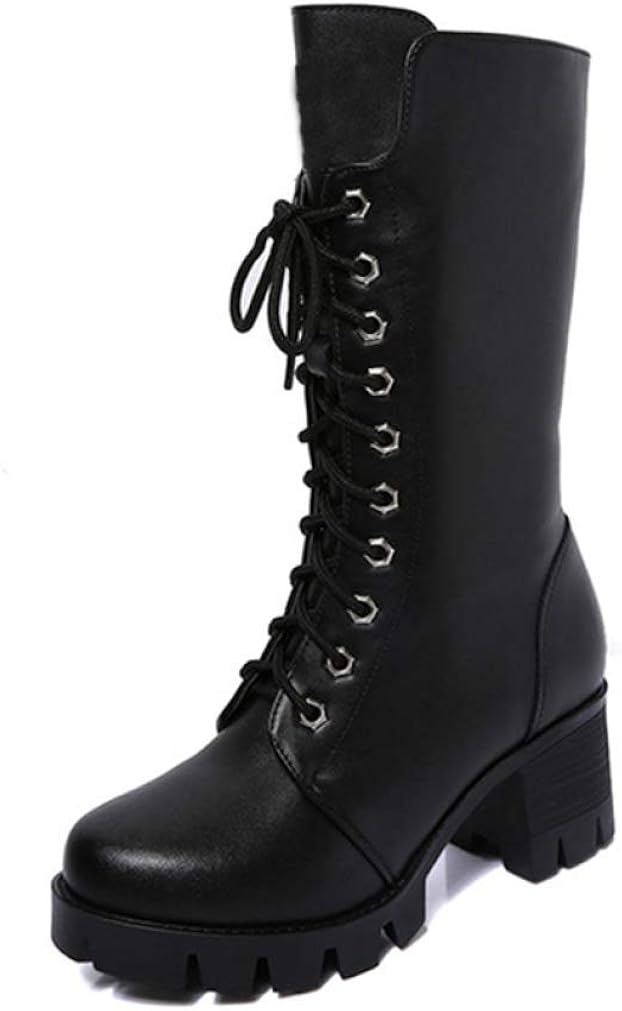 Black Suede Stretch Slouch Platform High Heel Womens Mid Calf Boots | Dress boots women, Dress 
